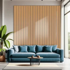 Foge Panneau Tasseau Bois<Panneau Boa en MDF fond noir, tasseaux décor chêne Saragosse L. 280 x l 60 cm, ép. 2,1 cm