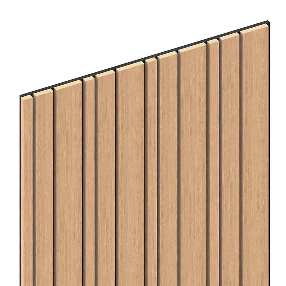 Foge Panneau Tasseau Bois<Panneau Boa en MDF fond noir, tasseaux décor chêne Saragosse L. 280 x l 60 cm, ép. 2,1 cm