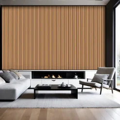 Foge Panneau Tasseau Bois<Panneau Boa en MDF fond noir, tasseaux décor chêne Saragosse L. 280 x l 60 cm, ép. 2,1 cm