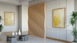 Panneau claustra ondulé 250x60 cm module 1- Tasseau Bois