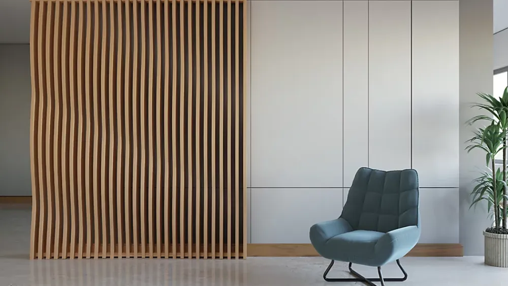 Panneau claustra ondulé 250x60 cm module 1- Tasseau Bois