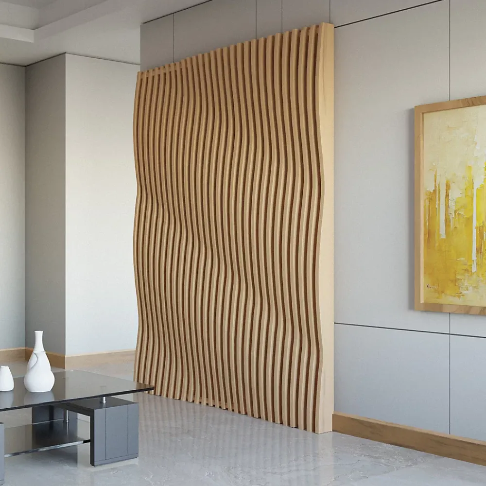 Panneau claustra ondulé 250x60 cm module 2- Tasseau Bois
