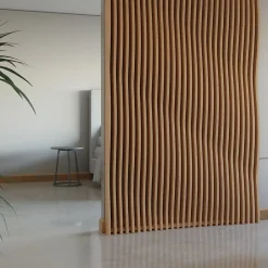 Panneau claustra ondulé 250x60 cm module 2- Tasseau Bois