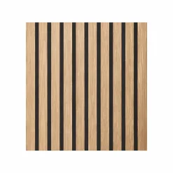 Divina Home Panneau décoratif à lattes de bois, lattes en MDF et feutre PET, lot de 12 pièces, 60x60 cm, revêtement mural insonorisant, chêne.- Panneau Mural Décoratif