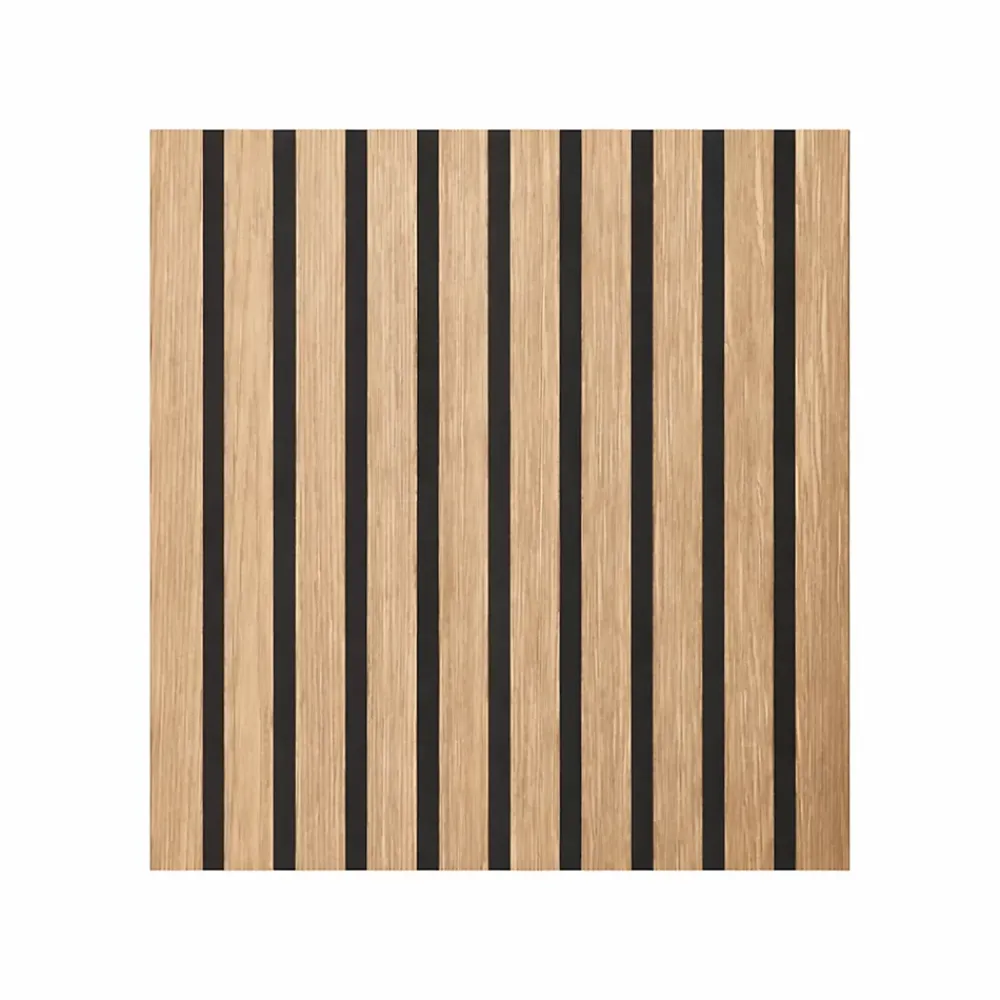 Divina Home Panneau décoratif à lattes de bois, lattes en MDF et feutre PET, lot de 12 pièces, 60x60 cm, revêtement mural insonorisant, chêne.- Panneau Mural Décoratif