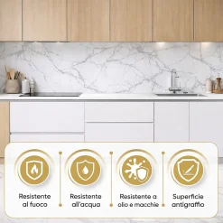 Divina Home Panneau Mural Décoratif<Panneau décoratif en grès cérame effet marbre, lot de 6 pièces, revêtement mural PVC 4,3 m², finition UV, 120x60 cm, marbre gris