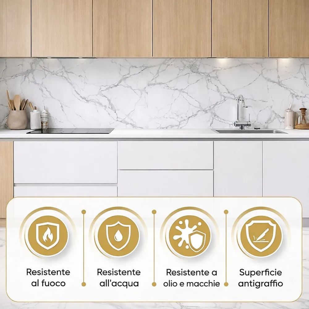 Divina Home Panneau Mural Décoratif<Panneau décoratif en grès cérame effet marbre, lot de 6 pièces, revêtement mural PVC 4,3 m², finition UV, 120x60 cm, marbre gris