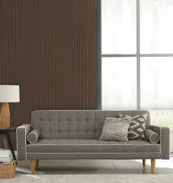 Foge Panneau décoratif fraisé Caiman effet noyer L.280x l.60cm Ep. 1,5cm- Panneau Décoratif En Bois