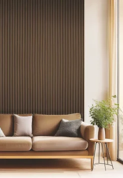 Foge Panneau décoratif fraisé Caiman effet noyer L.280x l.60cm Ep. 1,5cm- Panneau Décoratif En Bois