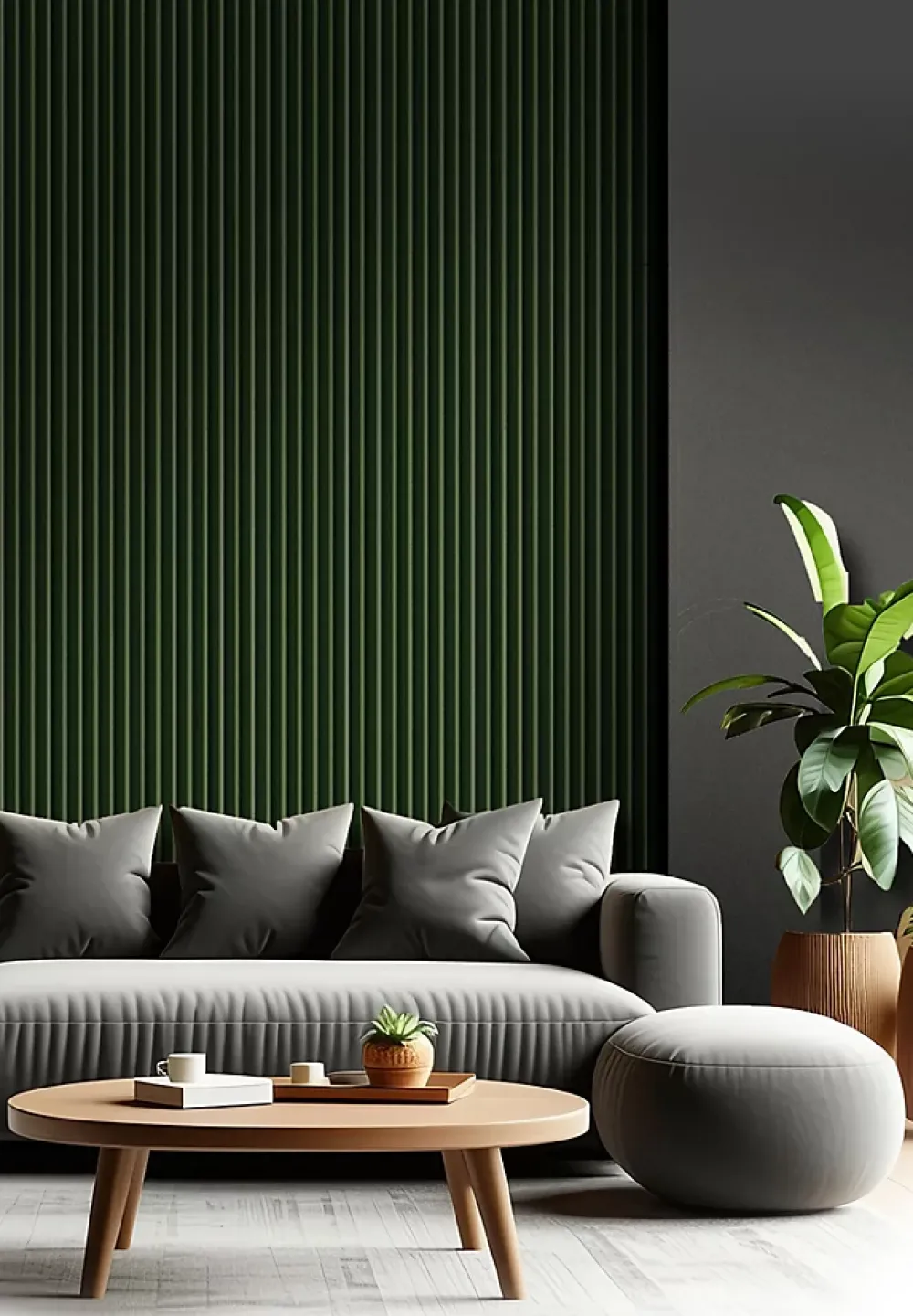 Foge Panneau décoratif fraisé Serval vert foncé L.280x l.60cm Ep. 1,5cm- Panneau Décoratif En Bois
