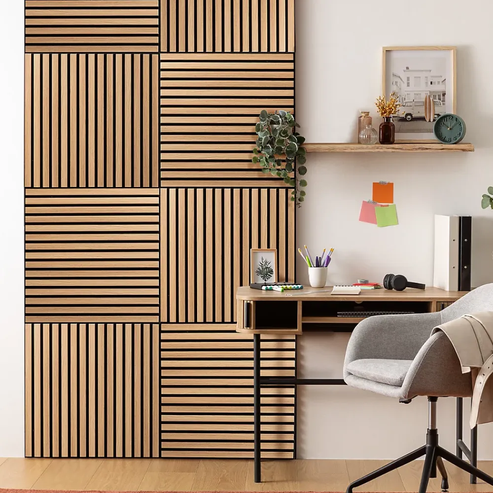 Atmosphera Créateur D'Intérieur Panneau décoratif mural Colva beige fond noir 60x60cm - Atmosphera- Panneau Tasseau Bois