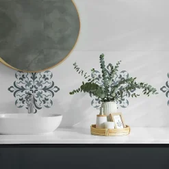 Wallfluent Panneau Décoratif Mural 50x50 cm Motif Floral Symétrique 4 pièces- Lambris Mural
