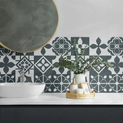 Wallfluent Panneau Décoratif 50x50 cm Motifs Géométriques En Carreaux 4 pièces- Lambris Mural