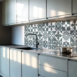 Wallfluent Panneau Décoratif 50x50 cm Motifs Géométriques En Carreaux 4 pièces- Lambris Mural