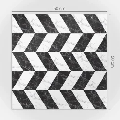 Wallfluent Lambris Mural<Panneau Décoratif 50x50 cm Motif À Chevrons En Marbre 4 pièces