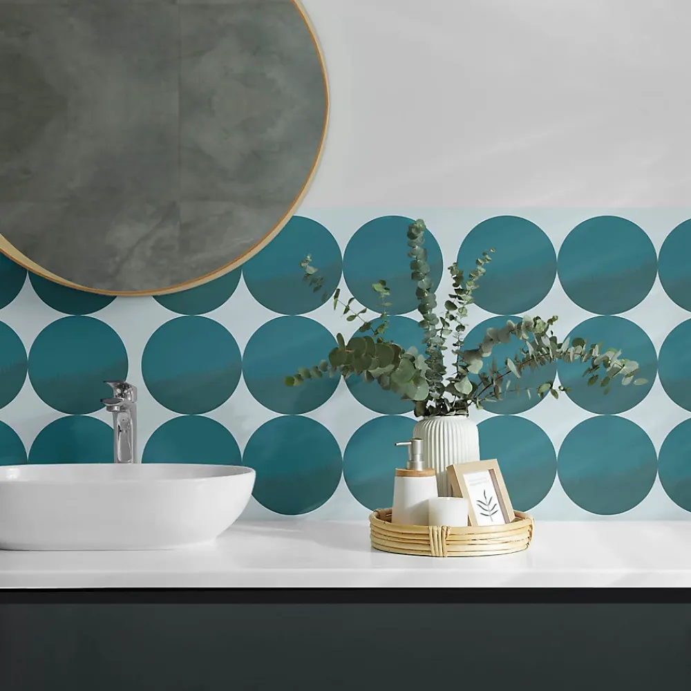 Wallfluent Panneau Décoratif 100x50 cm Géométrie Des Cercles Et Des Carrés 1 pièce- Lambris Mural
