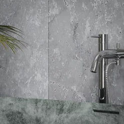 Mon Marché Déco Panneau Mural De Salle De Bains<Panneau Douche PVC Béton - L. 240 x l. 100 x ép. 1 cm