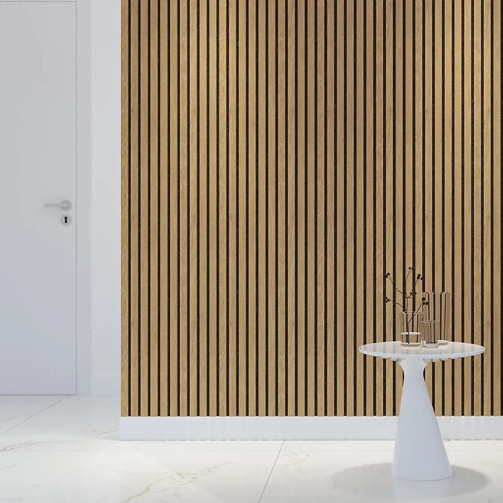 Panneau Tasseau Bois<Panneau HDF noir avec lamelles 40 x 280 cm