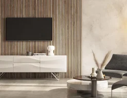 Quiet Wall Panneau Mural Acoustique en Bois - 240x60,5x2,2 cm - Chêne Clair - A Lattes - Panneau Tasseau de Bois Naturel- Panneau Tasseau Bois