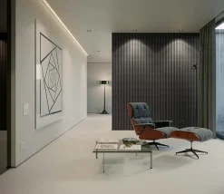 Quiet Wall Panneau Mural Acoustique en Bois - 240x60,5x2,2 cm - Chêne Foncé - A Lattes - Panneau Tasseau de Bois Naturel- Panneau Tasseau Bois