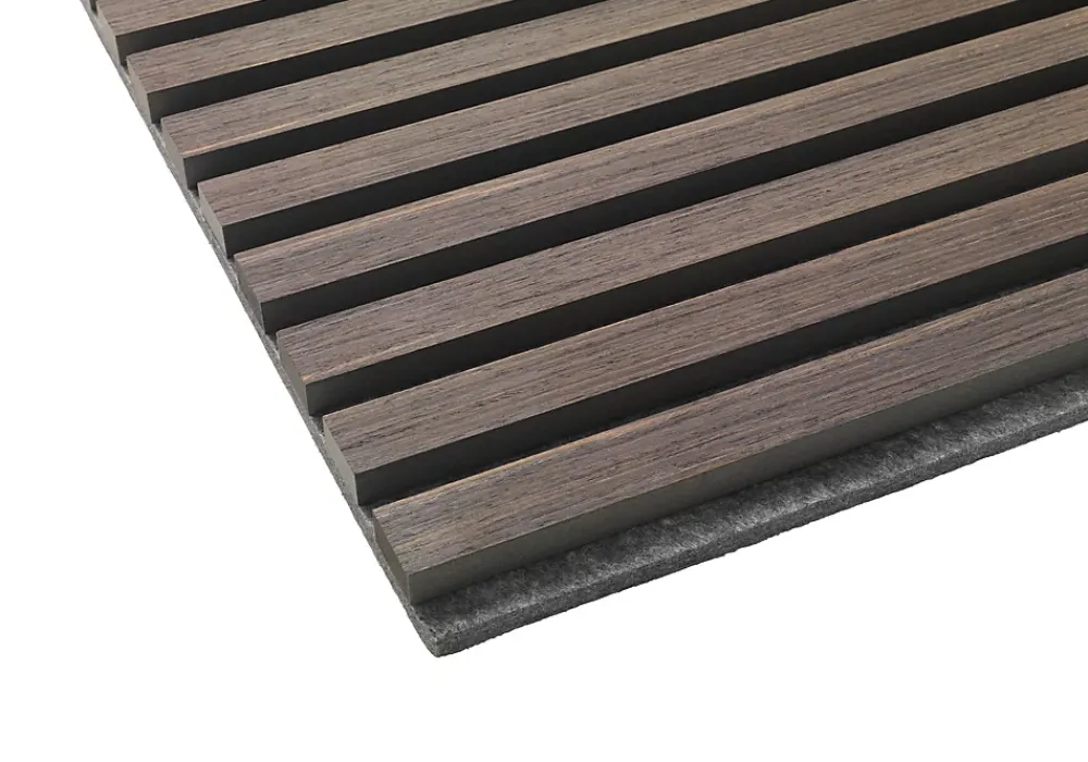 Quiet Wall Panneau Mural Acoustique en Bois - 240x60,5x2,2 cm - Chêne Foncé - A Lattes - Panneau Tasseau de Bois Naturel- Panneau Tasseau Bois
