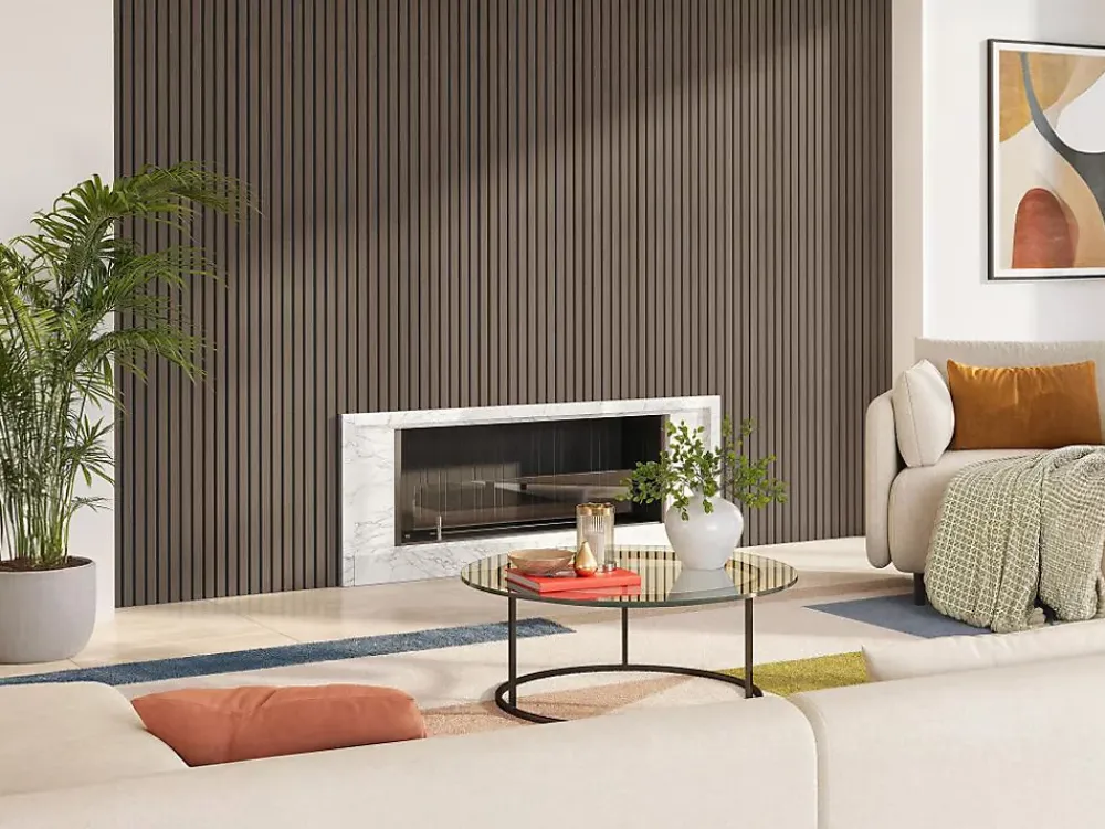 Vente-unique Lambris Mural<Panneau mural acoustique - Finition bois naturel foncé - Pack de 3,12 m² - Lot de 2 pièces - PENCIA