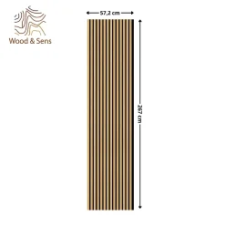 Wood&Sens Panneau mural acoustique tasseaux MDF placage chêne véritable , L.267 cm x l.57,25 cm x Ep. 19 mm- Panneau Tasseau Bois