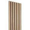 Decoon Panneau mural acoustique tasseaux bois 250 x 30 x 1,9 cm - Lamelles chêne clair véritable sur fond noir - 0,75m²- Panneau Tasseau Bois
