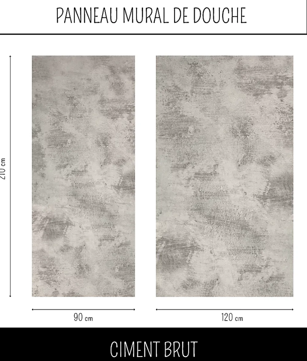 Ma nouvelle décoration Panneau Mural Alu Douche salle de bain CIMENT Brut 120 cm x 210 cm Ma Nouvelle Déco- Panneau Mural De Salle De Bains