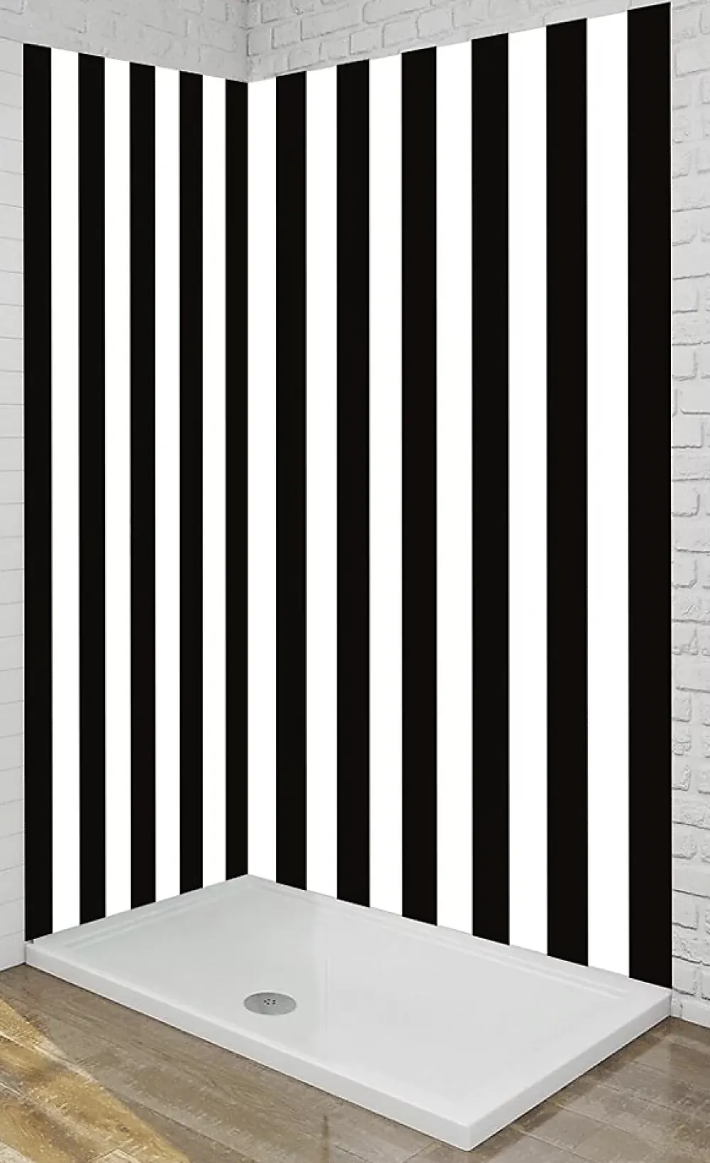 Ma nouvelle décoration Panneau Mural Alu Douche salle de bain CHANTAL noir et blanc 120 cm x 210 cm Ma Nouvelle Déco- Panneau Mural De Salle De Bains