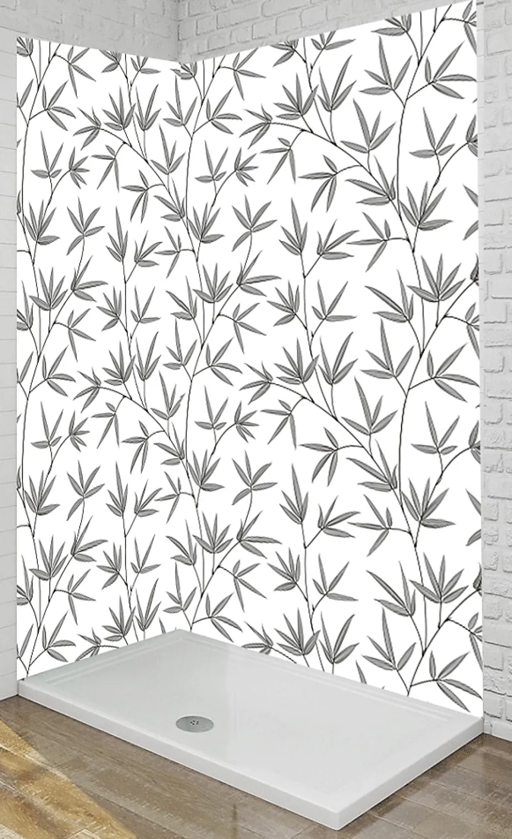 Ma nouvelle décoration Panneau Mural De Salle De Bains<Panneau Mural Alu Douche salle de bain BAMBOU gris et blanc Panneau droite 120 cm x 210 cm Ma Nouvelle Déco