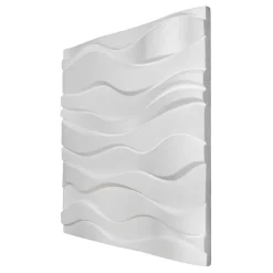 Panneau mural 3D blanc en polystyrène Vertigo motif Vagues en relief 60x60 cm Ép.9 mm- Plaquette De Parement|Plaquette De Parement