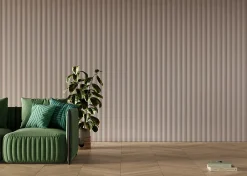 Hardwarexchange Panneau mural 3D en MDF massif Gris perle mat de 2760 mm X 750 mm SMOOTH WAVY- Panneau Tasseau Bois