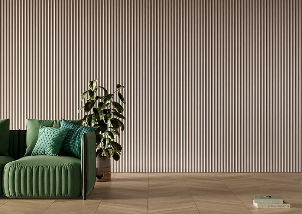 Hardwarexchange Panneau mural 3D en MDF massif Gris perle mat de 2760 mm X 750 mm SMOOTH WAVY- Panneau Tasseau Bois