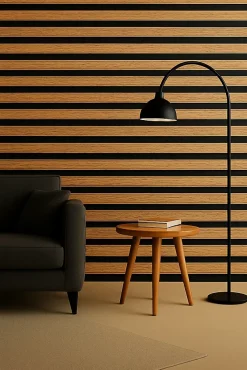 Hardwarexchange Panneau mural 3D MIDDLE WAVY 2760 x 750 x 12 mm chêne noir satiné- Panneau Tasseau Bois