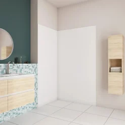 AICA Sanitaire Panneau mural de douche blanc 100x80x210cm,Panneaux muraux salle de bain habillage mural aluminium,avec 2 profilés de finition- Panneau Mural De Salle De Bains