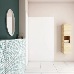 AICA Sanitaire Panneau mural de douche blanc 100x80x210cm,Panneaux muraux salle de bain habillage mural aluminium,avec 2 profilés de finition- Panneau Mural De Salle De Bains