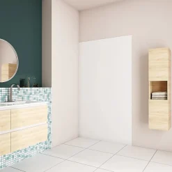 AICA Sanitaire Panneau Mural De Salle De Bains<Panneau mural de douche blanc 120x210cm,Panneaux muraux salle de bain habillage mural aluminium,avec 2 profilés de finition