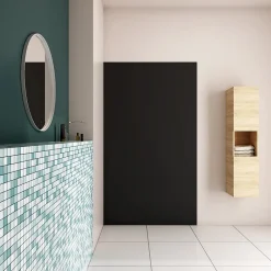 AICA Sanitaire Panneau Mural De Salle De Bains<Panneau mural de douche Noir 120x210cm,Panneaux muraux salle de bain habillage mural aluminium,avec 2 profilés de finition