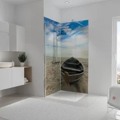 Schulte Panneau mural de salle de bains l.90 x H.210 cm, bateau en niche, Décodesign photo vendu par 2- Panneau Mural De Salle De Bains