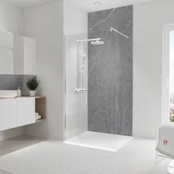 Schulte Panneau mural de salle de bain l.100 x H.255 cm, marbre gris, DécoDesign- Panneau Mural De Salle De Bains