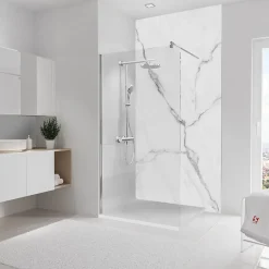Schulte Panneau Mural De Salle De Bains<Panneau mural de salle de bain l.125 x H.255 cm, marbre blanc et gris, DécoDesign