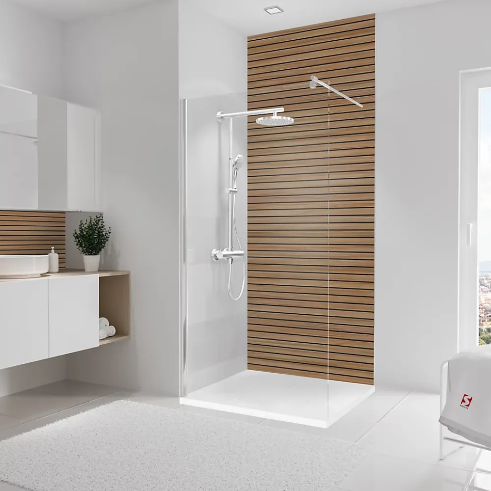 Schulte Panneau Mural De Salle De Bains|Tasseau Décoratif<Panneau mural de salle de bains l.100 x H.255 cm, effet tasseaux bois chêne horizontal, DécoDesign Japandi