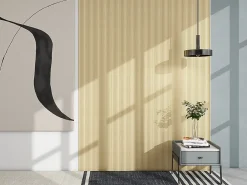 Vente-unique Panneau mural ondulé - Coloris bois naturel clair - Pack de 2,54 m² - Lot de 8 pièces - LIPOLA- Lambris Mural