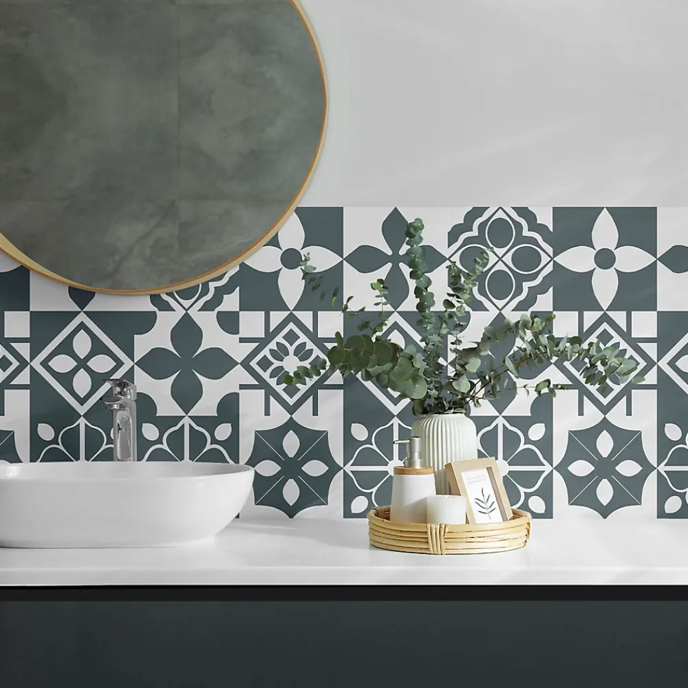 Wallfluent Panneau Mural PVC 100x50 cm Motif Floral Symétrique 1 pièce- Lambris Mural
