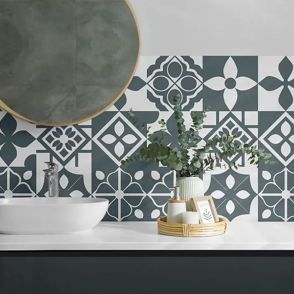 Wallfluent Panneau Mural PVC 120x60 cm Motif Floral Symétrique 1 pièce- Lambris Mural