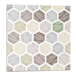 Wallfluent Panneau Mural PVC 50x50 cm Motif Hexagonal Avec Des Lignes 4 pièces- Lambris Mural