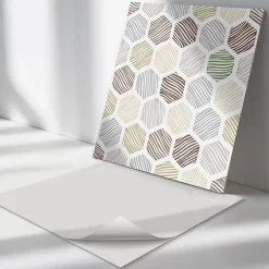 Wallfluent Panneau Mural PVC 50x50 cm Motif Hexagonal Avec Des Lignes 4 pièces- Lambris Mural