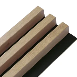 Decoon Panneau Tasseau Bois<Panneau mural tasseaux bois MDF sur fond rigide HDF 250 x 17,6 x 4 cm - chêne clair sur fond noir
