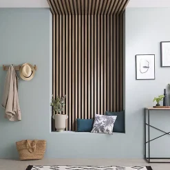 Decoon Panneau Tasseau Bois<Panneau mural tasseaux bois MDF sur fond rigide HDF 250 x 17,6 x 4 cm - chêne clair sur fond noir